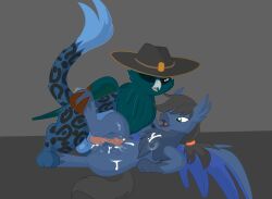 absurd_res after_sex animal_genitalia animal_penis avian beak big_breasts bodily_fluids breast_play breasts claws clothing cowboy_hat crotch_breasts cum cum_on_breasts cum_on_chest cum_on_feathers duo ejaculation european_mythology feathers felid feline feline_genitalia feline_penis female feral genital_fluids genitals greek_mythology gryphon hair hasbro hat headgear headwear hi_res hippogriff hooves hybrid leg_grab looking_down male male/female mammal markings my_little_pony mythological_avian mythological_creature mythology one_eye_closed paws penis ponytail raised_leg raised_tail sex simple_background smile spots spotted_body tail teats titfuck villegreen wings