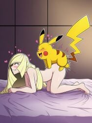 ai_assisted ai_generated all_fours cum_inside doggy_style happy_sex lusamine_(pokemon) pikachu pokemon pokemon_(species) pokemon_sm pokephilia rikocausa satisfied satisfied_smile