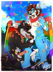 accessory balls band-aid bandage brief canid canine canis clothing cock_ring collar dantalos demon duo erection g-string genital_piercing genitals harness hi_res humanoid_genitalia humanoid_penis hybrid jewelry lgbt_pride lgbt_pride_month licking male male/male mammal mrdarknesswolf mrdarknesswolf_(character) oral pasties penile penis penis_accessory penis_jewelry penis_lick penis_piercing piercing pride_color_accessory pride_color_background pride_color_clothing pride_color_flag pride_colors rainbow_flag rainbow_pride_flag rainbow_symbol sex simple_background spiked_collar spikes tongue underwear wolf