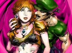 bra luigi princess_daisy see-through_clothes