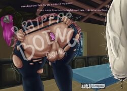 2futa 2girls balls butt butt_focus buttplug carmina_mora clothed clothing dead_by_daylight dialogue foreskin futa_only futanari leaking_penis leaking_precum masked masked_female massive_ass massive_testicles onomatopoeia pink_hair presenting presenting_ass presenting_hindquarters presenting_pussy susie_lavoie tagme tearing_clothes tearing_clothing testicles the_artist the_legion the_legion_(dbd) thecomedyjester