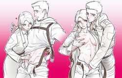 1boy 1girls annie_leonhardt artist_request attack_on_titan caressing duo duo_focus genderswap genderswap_(ftm) hitch_dreyse masturbating_other military_uniform paradis_military_uniform sex short-haired_female short_hair straight straight_sex