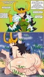 1boy 1boy1girl 1girl 2koma amazon_position anime_one_night_stands black_hair bouncing_on_penis comic dialogue dywtba-alt-universe fat_ass femdom femdom/malesub fur_cape gauntlets green_eyes headdress jewelry juto_arigato lady_loki lady_loki_(marvel_rivals) large_breasts larger_female larger_female_smaller_male legs_above_head long_hair malesub marvel marvel_rivals reverse_mating_press size_difference smaller_male sweat thick_thighs woman_on_top