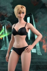 1girls black_bra black_panties blonde_hair bra female female_only hand_on_hip panties sergeant_calhoun solo underwear underwear_only wreck-it_ralph