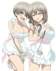 apron long_hair mother_and_daughter multiple_girls short_hair uzaki-chan_wa_asobitai! uzaki_hana uzaki_tsuki