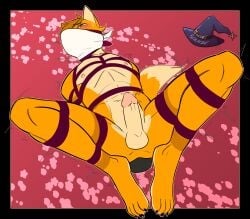aless_sotan bdsm blush bondage bound buttplug canid canine erection fox frogtied gag genitals hi_res layered_gag legs_tied male mammal nude penis plug_(sex_toy) restraints rope rope_bondage rope_harness sex_toy submissive submissive_male trevhart
