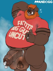 accessory anthro arm_tattoo armband_tattoo ball_tattoo balls beard bedroom_eyes belly belly_overhang belly_peek belly_tattoo biceps big_balls big_belly big_moobs big_penis blue_eyes blush bodily_fluids body_hair bottomless bottomless_male brown_body butt_hair clothed clothing cock_ring ear_piercing english_text facial_hair facial_piercing fat_tits_big_gut_uncut floppy_ears foreskin front_view gauged_ear genital_piercing genital_tattoo genitals gesture glans gus_(ppandogg) hair hairy_balls half-erect hand_behind_head hand_gesture hi_res huge_balls huge_penis jewelry looking_at_viewer male mammal moobs musclegut muscular muscular_arms muscular_male musky_armpit musky_balls musky_penis narrowed_eyes nose_piercing nose_ring overweight overweight_male penis penis_accessory penis_jewelry penis_piercing piercing ppandogg prince_albert_piercing ring ring_piercing saggy_balls seductive septum_piercing septum_ring shirt shirt_only simple_background sky smile solo sparkles standing suid suine sus_(pig) sweat sweat_stain t-shirt t-shirt_only tattoo text text_on_clothing text_on_shirt text_on_topwear thick_thighs thumbs_up tongue tongue_out topwear topwear_only tusks vein veiny_penis wild_boar