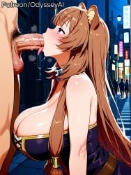 1boy 1girl 1girls ai_generated animal_ears balls ballsack big_balls big_breasts big_penis blowjob blush blush_lines blushing blushing_female breasts brown_hair clothed clothed_female clothed_female_nude_male clothing deepthroat ears female female_focus hanging_breasts huge_breasts huge_cock huge_penis large_breasts large_penis light-skinned_female light_skin long_hair male male/female mouth_open odysseyai open_mouth oral oral_penetration oral_sex outdoor_nudity outdoors outercourse outside penis raphtalia saliva saliva_drip saliva_on_penis saliva_string saliva_trail sucking sweat sweatdrop sweating sweaty tate_no_yuusha_no_nariagari the_rising_of_the_shield_hero tongue tongue_out tongue_out_blowjob vein veins veiny veiny_penis