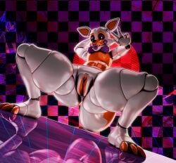 2026 3_toes 3d_(artwork) absurd_res andromorph animatronic anthro bent_back bow_tie canid canine checkered checkered_background clitoris crouching digital_media_(artwork) dutch_angle eyebrows featureless_chest feet female_(lore) five_nights_at_freddy's five_nights_at_freddy's_world fox full-length_portrait genitals gesture glistening glistening_body hand_behind_head hand_gesture hi_res intersex lips lolbit_(fnaf) looking_at_viewer machine mammal mountain orange_body orange_eyebrows orange_toes orange_vulva pattern_background portrait purple_bow_tie purple_eyelids purple_lips reflective_floor robot robot_anthro scottgames sharp_teeth simple_background solo spread_legs spreading sun synthwave tail teeth toes v_sign vulva watermark white_body zelyonka