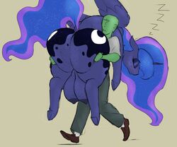 anon carrying crazy_water crotchboobs duo equid equine female feral friendship_is_magic hasbro huge_crotchboobs human male mammal my_little_pony princess_luna_(mlp) sleeping