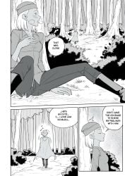 1boy 1girl almost_caught basket black_and_white blush blushing blushing_female bush bushes clothed_female clothed_male dark-skinned_female dark_skin dark_skinned_female er0popo falling_asleep femboy hair_over_eyes legs_spread legs_spreading lewd_red_riding_hood_(monstershake) manga manga_page manga_style monstershake nicola_"woodcutter"_hoffmann no_sex nonsexual panting red's_mother_(monstershake) red_(monstershake) resting running running_away sayuri_milkshake scared short_hair short_hair_female short_hair_male sitting sitting_down sleep small_boobs small_breasts sound_effects speech speech_bubble speech_bubbles surprised surprised_expression surprised_face thought_bubble walking