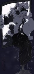 absurd_res animal_genitalia animal_penis anthro big_penis canid canine canine_genitalia canine_penis canis genitals hi_res honeyjolteon_22 huge_penis hyper hyper_genitalia hyper_penis knot knotted_penis male male/male mammal penis smile solo window wolf