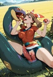 1boy 1boy1girl 1girl 1girl1boy 1girls ai ai-created ai_art ai_assisted ai_generated beastiality bouncing_breasts duo female_human female_human/male_pokemon game_freak greymaker hetero hetero_sex holding_poke_ball interspecies interspecies_sex male_pokemon male_pokemon/female_human may_(pokemon) medium_breasts multi_penis nintendo penis pokeball pokemon pokemon_(anime) pokemon_(creature) pokemon_(species) pokemon_anime pokemon_character pokemon_protagonist pokemon_trainer pokephilia seviper sex snake snake_penis stable_diffusion teenage_girl tight_clothing torn_shorts uncensored