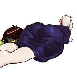 big_ass big_breasts fat_ass frisk horns size_difference toriel undertale viewed_from_behind
