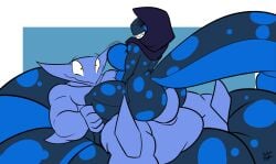 2018 alien amphibian anal anal_penetration anthro astrid_(rubbermage) balls big_balls big_breasts big_butt big_penis big_tail biped blue_body boris_(theboris) breasts butt clothing cowgirl_position curvy_figure duo erection eyes_closed female female_on_top from_front_position genitals headgear headgear_only headscarf headscarf_only headwear headwear_only hi_res huge_balls huge_penis huge_tail hyper hyper_balls hyper_genitalia hyper_tail leg_grab male male/female male_on_bottom markings mostly_nude muscular muscular_male non-mammal_breasts on_bottom on_top penetration penile penile_penetration penis penis_in_ass rear_view rubbermage salamander sex sharp_teeth smile spots spotted_body tail teeth thick_thighs