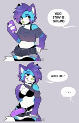 2026 absurd_res anthro biped bottomwear bra bra_strap_showing_(meme) breasts canid canine claws clothed clothed_anthro clothed_female clothing countershade_torso countershading digital_drawing_(artwork) digital_media_(artwork) eight_(dont_jinxit) female fingers fox front_view fully_clothed fully_clothed_anthro fully_clothed_female fur hair hi_res jinxit mammal meme navel simple_background smile solo standing strapon tail topwear underwear
