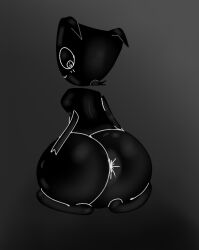 anus ass_up big_butt black_body blush blush_lines bubble_butt butt butt_focus calliefornsfw crossed female gangle_(tadc) glitch_productions grey_background hand_on_butt huge_butt humanoid hyper hyper_butt looking_back monochrome presenting presenting_anus ribbons simple_background sitting smile solo the_amazing_digital_circus