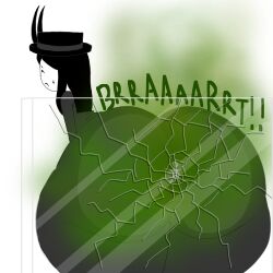 cracked_glass eyes_closed fart fart_fetish farting farting_on_another hat horns huge_ass hyper_ass looking_back micro micro_male onomatopoeia original original_character sweatdrop