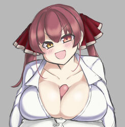 dizner hololive hololive_fantasy hololive_japan houshou_marine huge_breasts paizuri paizuri_under_clothes smug virtual_youtuber