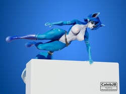 3d 3d_(artwork) anthro biped blender_(software) blue_body blue_fur boots breasts calebjb canid canine clothing digital_media_(artwork) female footwear footwear_only fox fur genitals krystal mammal mostly_nude nintendo nipples nude parkour pinup plantigrade pose pussy shoes simple_background smile solo star_fox video_games white_body white_fur