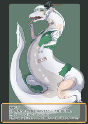 asian_mythology charm clothing dragon east_asian_mythology eastern_dragon fuka_(kantoku) hair hi_res horn japanese_text mythology text torn_clothing touhou transformation video_games white_body white_hair youmu_konpaku