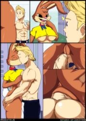 absurd_res anthro duo female hi_res male mirio_togata my_hero_academia nesquik_bunny sheecktor