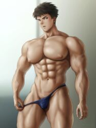 1boy abs artist_name bara biceps bulge male male_focus male_only muscular muscular_arms muscular_chest muscular_male muscular_thighs nipples pecs pectorals shirtless solo solo_male tentakun thighs thong topless topless_male