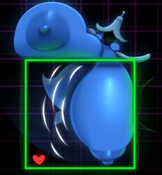 1girls animate_inanimate bell big_nipples blue_body breasts deltarune deltarune_chapter_4 dialogue female hyper hyper_breasts living_object metachoke nipples pun solo solo_female soul_(deltarune) text wicabel_(deltarune)