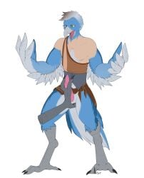 ambiguous_gender anthro avian avian_feet beak beak_growth blush bottomwear bulge claw_growth claws clothed clothing clothing_lift disembodied_foot duo erection erection_under_clothing feather_growth feathers feet foot_fetish foot_lick foot_on_face foot_play footjob genitals green_eyes growth half_naked head_grab hi_res human human_to_anthro humanoid kneeling licking loincloth loincloth_lift macdaracc male male/ambiguous male/male mammal mid_transformation narusewolf nintendo penis rito scuted_legs scutes sex sitting species_transformation spread_toes tenting the_legend_of_zelda toe_claws toes tongue tongue_out transformation tribal tribal_clothing winged_arms wings