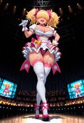 ai_generated big_breasts bimbi_(starlightnex) bimbo bimbo_body bimbo_lips bimbofication blonde_hair breasts curvy curvy_body curvy_female curvy_figure curvy_hips garter_straps hair_over_eyes hand_on_hip high_heels huge_breasts idol leopard_print lips magical_girl original original_character panties round_breasts singing slim_waist starlightnex stockings tan_body tan_skin thick thick_ass thick_hips thick_legs thick_lips thick_thighs thigh_highs thighhighs thighs twintails wide_hips young_female