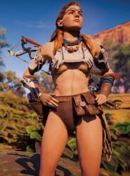 1girls 3d aloy brown_panties faith103 game_screenshot horizon_zero_dawn mod panties solo