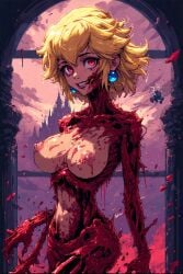 ai ai_generated blood gross mario_(series) n64 nes pixel pixel_art princess_peach snes weird zombie