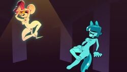 3d animated anthro breasts felid feline female fuchsia_hair ghost goommy_(goommymuffin) goommymuffin mammal mp4 muffin_(goommymuffin) murid naked no_audio no_sound nude nude_anthro nude_female pyro_pyke rodent tagme twitter_username video yellow_glasses