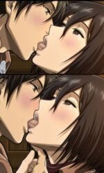 ai_generated attack_on_titan kissing kissing lips mikasa_ackerman