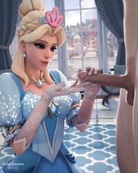 1boy 1girls 3d blender cum handjob mercy overwatch overwatch_2 quietdreams3d