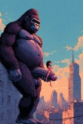 ai_generated breasts city cum dick dong donkey_kong female girl handjob king_kong kong naked penis