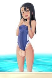 1futa balls big_balls big_penis black_hair blush breasts brown_eyes clothed clothing decensored erection erection_under_clothes futa_only futanari hayase_nagatoro huge_cock human long_hair mostly_clothed nipples one_piece_swimsuit penis please_don't_bully_me,_nagatoro pool revealing_clothes simple_background small_breasts smile solo standing swimsuit_bulge swimsuit_tan tan tan-skinned_futanari tanline tanned taylormoon uncensored white_background