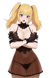 1girls angry ani_(twitter) arms ashamed ass big_ass big_breasts big_butt big_thighs big_titties blonde_hair blue blush bra breasts crossed_arms curvaceous curvaceous_female curvaceous_figure curvy curvy_figure curvy_hips dial_kasper dialkasper eyes female female_focus female_only fully_clothed gloves goth goth_girl grok_(xai) hi_res lingerie looking_at_viewer open_mouth panties self_upload simple_background solo solo_female solo_focus string_panties thighs transparent_clothing tsundere twintails twitter underwear white_background