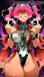 1girls 2025 ai_generated artist_name breasts breasts breasts bust chest electroworld female hi_res high_quality high_resolution highres lupa_(wuthering_waves) patreon patreon_username pink_hair pointing smile solo spiked_bracelet stable_diffusion thick_thighs twintails watermark wristband wuthering_waves yellow_eyes