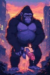 ai_generated breasts city cum dick dong donkey_kong female girl handjob king_kong kong naked penis