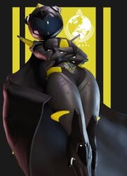 arms_crossed blender cape clothed crossover dominant female female_focus fortnite fortnite:_battle_royale fully_clothed helldivers helldivers_2 helmet looking_at_viewer looking_down masked_female mecha_cuddle_master military pinup safe_for_work sfw solo_female stupidroach thick_thighs