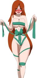 1girls big_breasts blush breasts covered_nipples disney disney_channel disney_xd female female_focus female_only freckles gift_wrapped gravity_falls light-skinned_female light_skin long_hair looking_at_viewer n-ronin red_hair smooth_skin solo solo_female thick_thighs thin thin_female wendy_corduroy white_background
