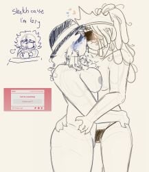 2girls breasts chance_(forsaken) female forsaken_(roblox) itrapped_(forsaken) kissing nude panties request roblox roblox_game robloxian rule_63 self_upload sketch strawpage_request tabitixx tagme yuri