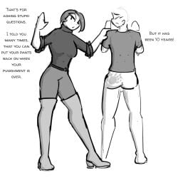 1boy 1girls 2d against_wall celera_prime dominant_female femdom insult pantsless punishment punishment_spanking sketch spank spank_mark spank_marks spanked spanked_ass spanked_butt spanking spanking_ass spanking_butt submissive_male tagme underwear