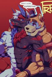 2022 absurd_res anthro bara biceps bodily_fluids cum duo five_nights_at_freddy's five_nights_at_freddy's:_security_breach genital_fluids glamrock_freddy_(fnaf) hi_res iguanainpyjama male male/male male_only male_penetrating mammal muscular muscular_male nude pecs penetration scottgames sebastianthedragon sex simple_background ursid video_games