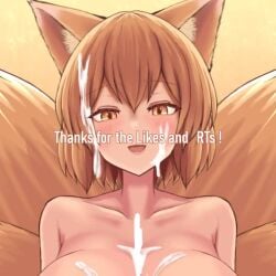 alternate_breast_size animal_ears animated blonde_hair breasts censored commentary cum cum_on_body cum_on_breasts cum_on_hair english_commentary facial female fox_ears fox_tail gigantic_breasts huge_nipples kitsune looking_at_viewer mosaic_censoring multiple_tails nipples paid_reward_available paizuri pov pov_hands sound straight tagme tail touhou video yakumo_ran yellow_eyes zurikitty