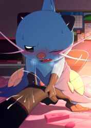 absurd_res blue_body blush dewott erection genitals hi_res katahane3 male mammal mustelid nintendo penis pokémon_(species) pokemon pokemon_(species) pokemon_only video_games