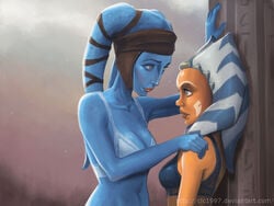 2girls aayla_secura against_wall age_difference ahsoka_tano alien alien_girl arm_up armpits artist_name background bald big_lips blue_body blue_bra blue_clothing blue_eyes blue_skin blue_underwear blush bra brassiere breasts brown_eyes clc1997 cleavage clone_wars clothed clothed_female clothing deviantart deviantart_username duo eye_contact eyebrows eyelashes eyes facial_markings female female_only hand_on_shoulder hand_on_wall headgear holding horn humanoid interspecies kabedon lace lingerie lips lipstick looking_at_another looking_up looking_up_at_partner markings medium_breasts midriff multiple_girls navel older_female open_eyes orange_body pillar red_lipstick shoulder_grab shy side_view signature small_breasts standing star_wars stomach tentacle tentacle_hair the_clone_wars:_season_one togruta twi'lek underwear underwear_only upper_body url white_bra white_clothing white_underwear wraps young younger_female yuri