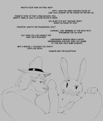 2025 4_fingers anthro black_and_white blush canid canine canis clothing demidoggo dialogue domestic_dog english_text faceless_character faceless_human faceless_male fedora female fingers first_person_view genitals hat headgear headwear hi_res human human_pov imminent_sex imminent_threesome lagomorph leporid long_ears male male_pov mammal max_(sam_and_max) monochrome mtf_crossgender nude nude_anthro nude_female nude_human nude_male penis rabbit rule_63 sam_and_max samuel_dog sharp_teeth smile snout solo teeth text