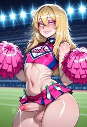 1boy 1femboy abysteel ai_generated alternate_version_available ass balls cheerleader cheerleader_outfit cheerleader_uniform condom condom_belt condoms crossdressing cum erect_nipples erect_penis erection eyeshadow femboy feminine_male filled_condom filled_condoms girly male nipples nipples_visible_through_clothing penis pink_eyeshadow pom_poms skirt solo testicles thick_thighs thighs top topwear trap used_condom used_condoms
